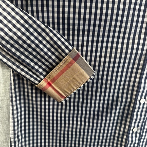 Burberry Brit XXL Blue White Gingham Check Button Down Shirt Nova Cuff - Picture 6 of 16